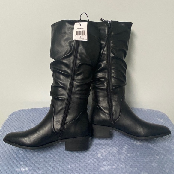 Tall Black Slouchy Zip-Up Boots, 9 - Picture 5 of 9